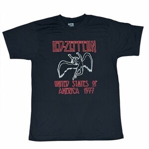 Led Zeppelin USA 1977 Graphic Band Tee Black Unisex 2XL